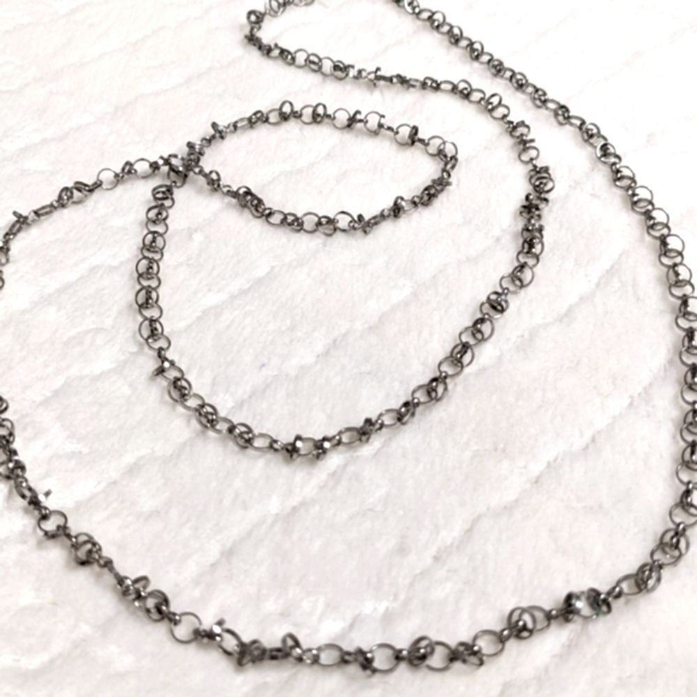 Vintage Silvertone Interlocking Circle Necklace 4… - image 8